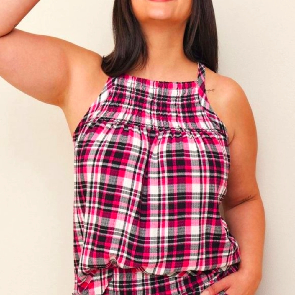 ❤️NWT TORRID TANK GAUZE PLAID - RACERBACK SMOCKED - SLEEVELESS CAMI 3X